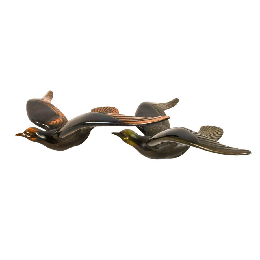 Pair Spelter Seagulls in the Style of J.B. Léonard "Two Seagulls in Flight"-3