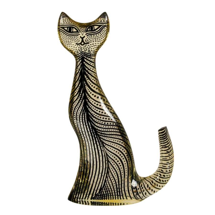 Brazilian Op Art Lucite Cat Sculpture by Abraham Palatnik-3