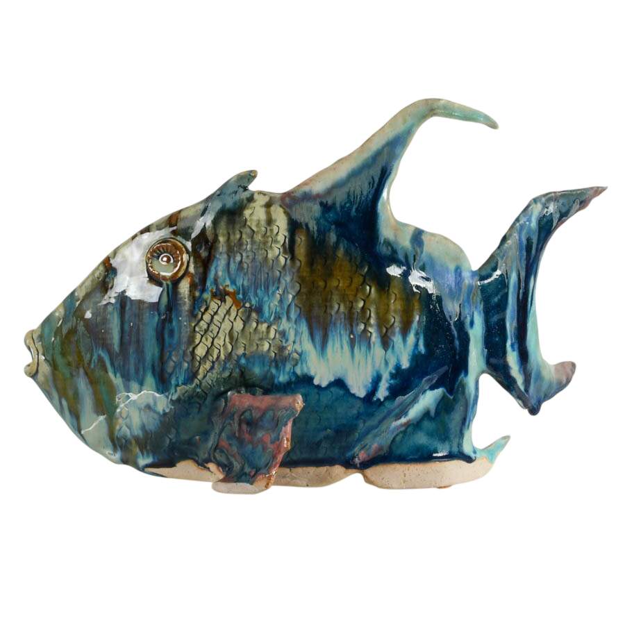 Signed Harry Guthrie Phillips Ceramic Fish Sculpture-4