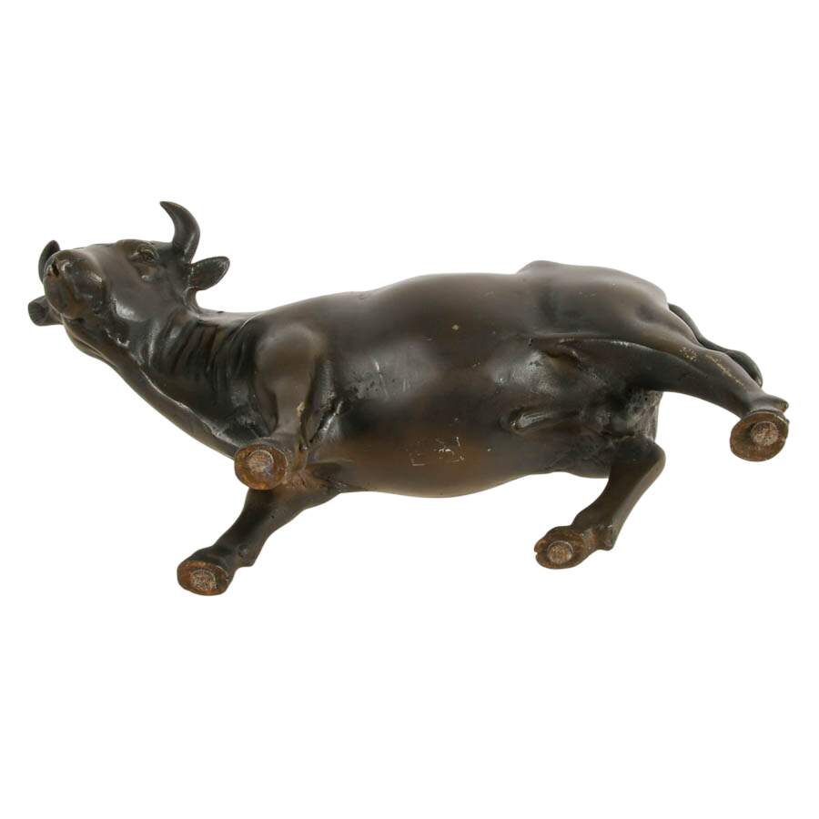 Cold Painted Spelter Bull Figure-9