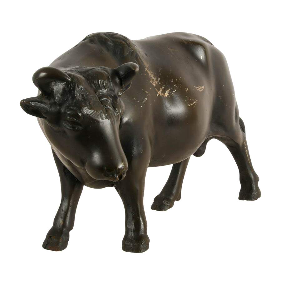 Cold Painted Spelter Bull Figure-5