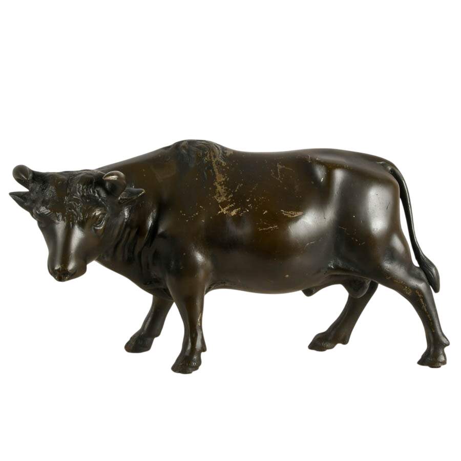 Cold Painted Spelter Bull Figure-1