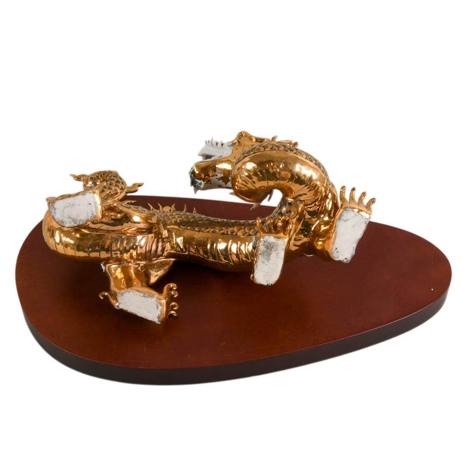 Antique Chinese Ceramic Dragon on Base-8