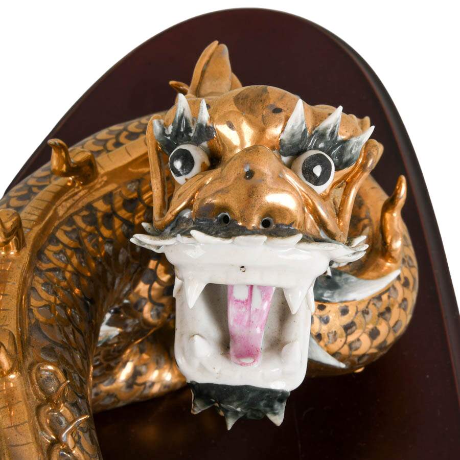 Antique Chinese Ceramic Dragon on Base-6