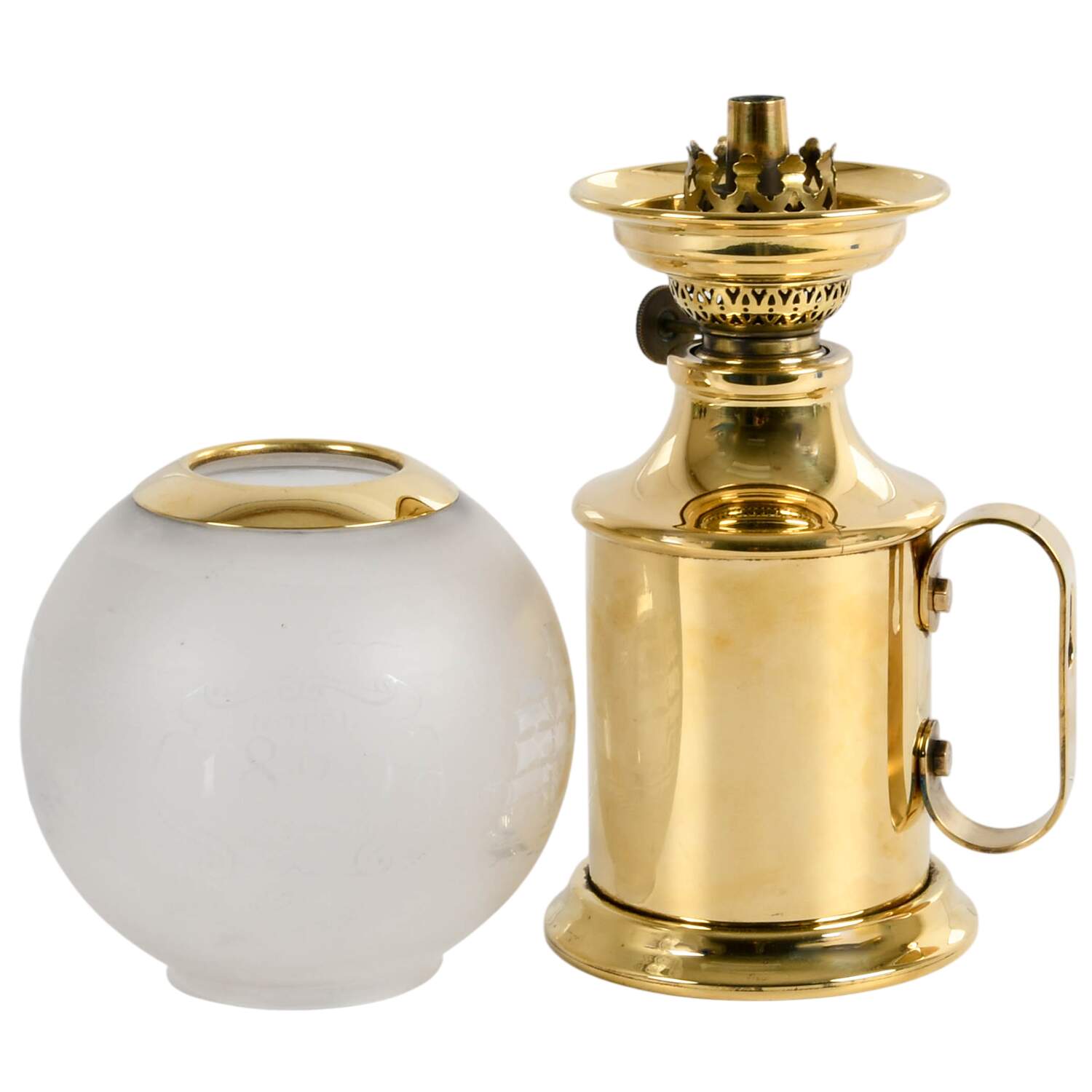 Antique Gaudard French Oil Lamp with Etched Glass Globe-5