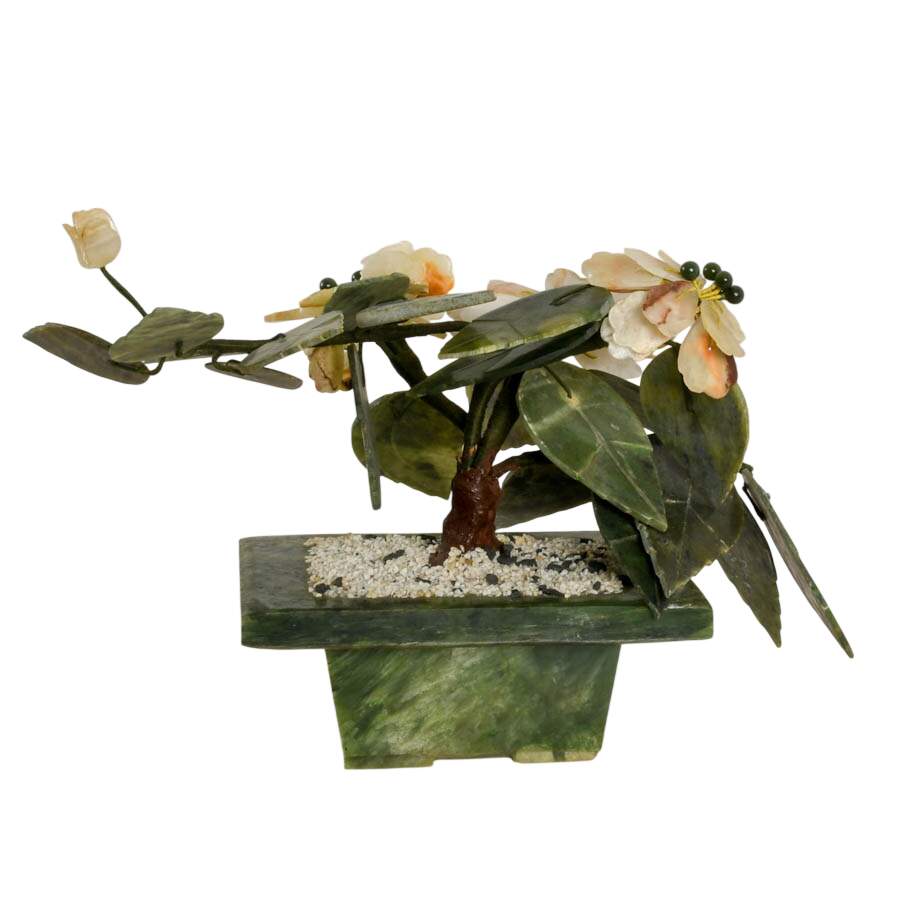 Vintage Chinese Carved Jade Bonsai Tree-4