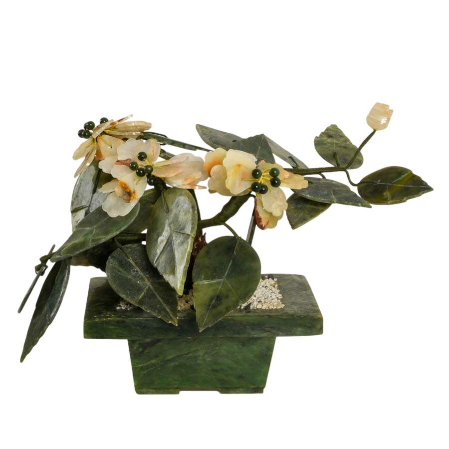 Vintage Chinese Carved Jade Bonsai Tree-1