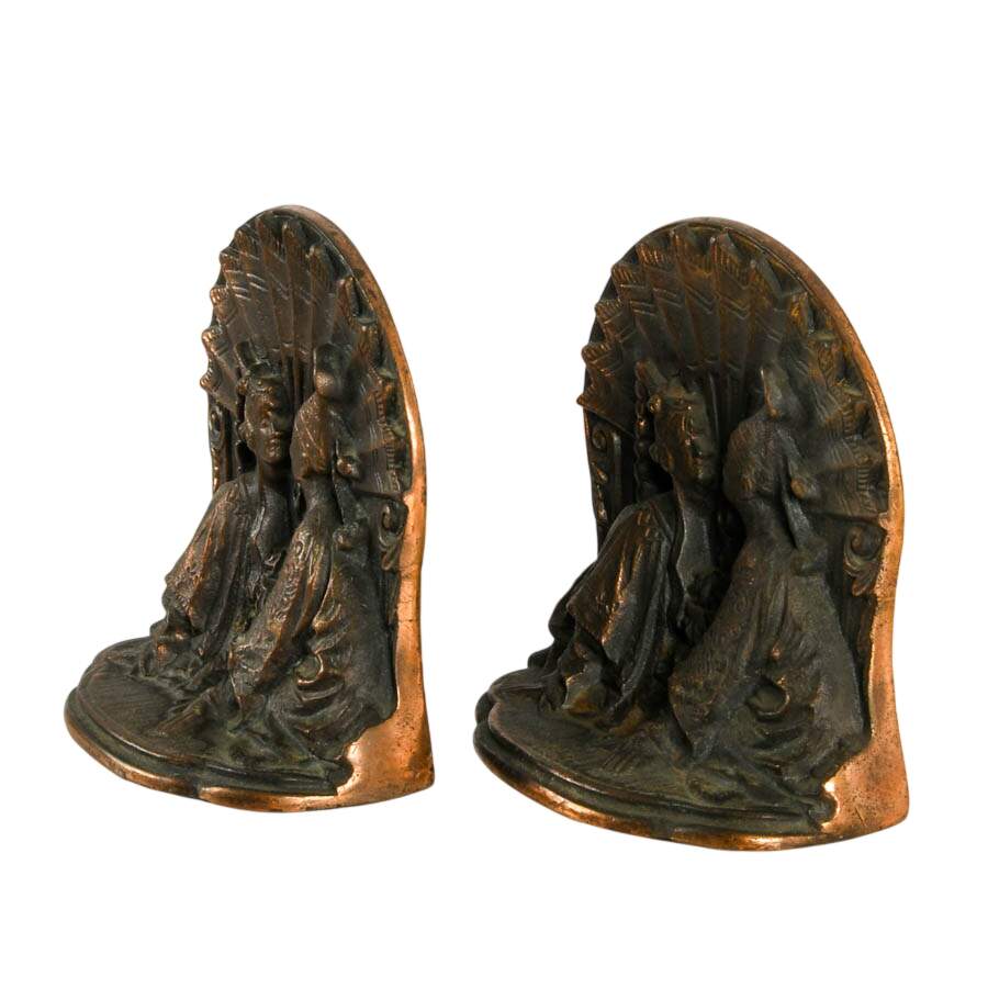 Pair of Bron-Met 1920s Art Deco "Siam Kissing Couple" Bookends-2
