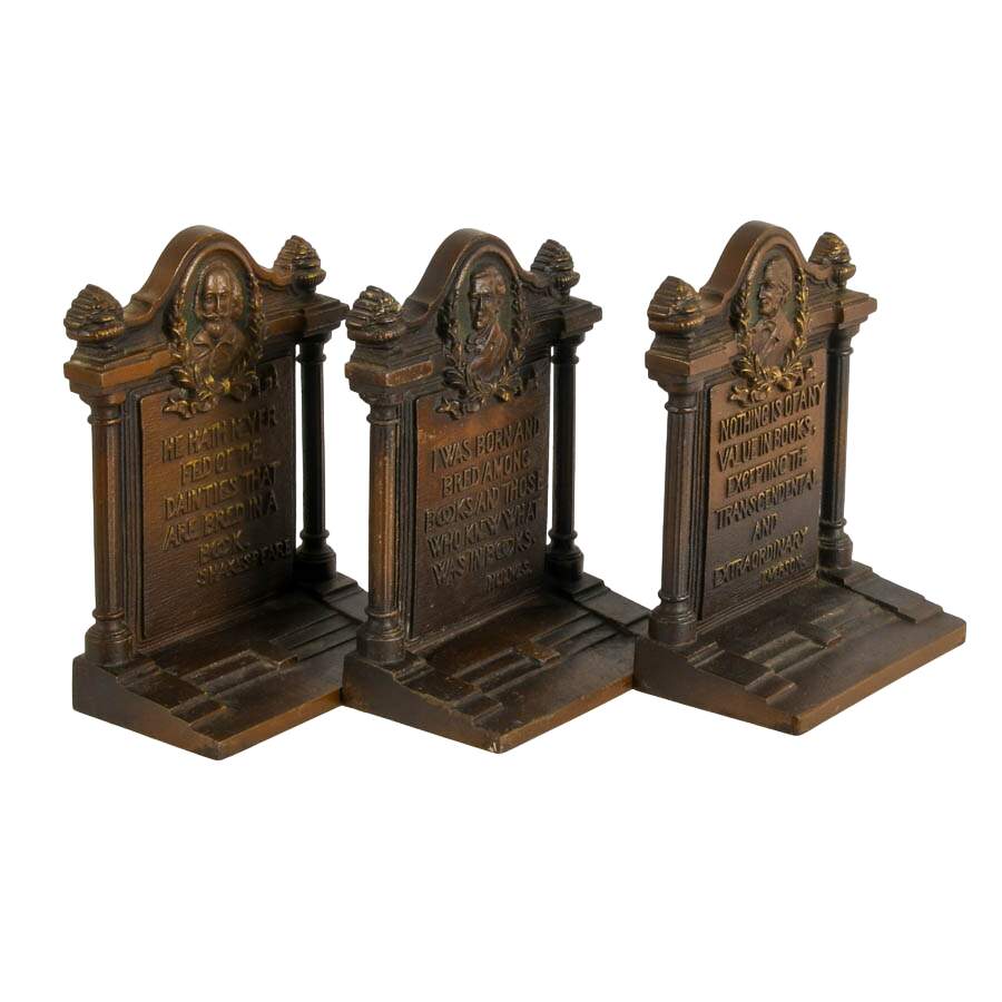 Literary Trio Cast Iron Bookends by Bradley & Hubbard-2