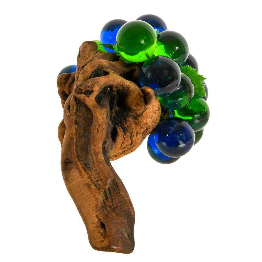 Lucite and Natural Wood Decorative Grape Sculpture-6