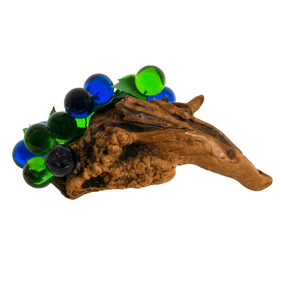 Lucite and Natural Wood Decorative Grape Sculpture-4