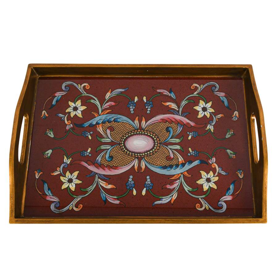 Ornamental Hand-Painted Wood Serving Tray by Art by Hand-1