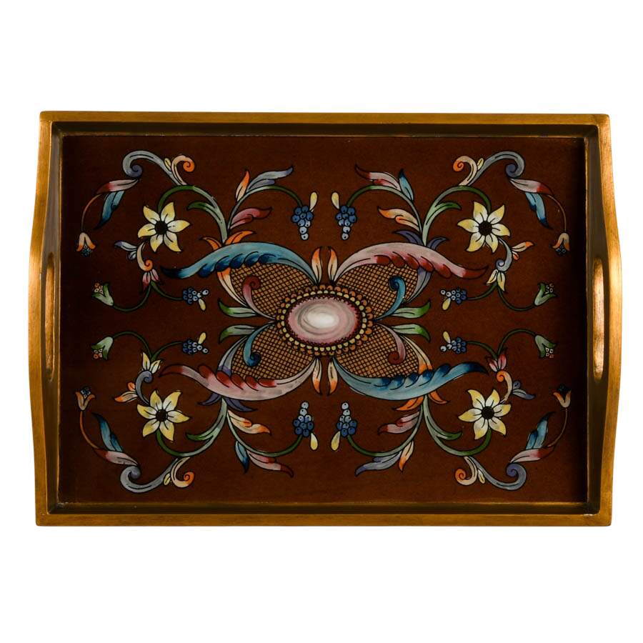 Hand-Painted Ornamental Wood Serving Tray by Art by Hand-4