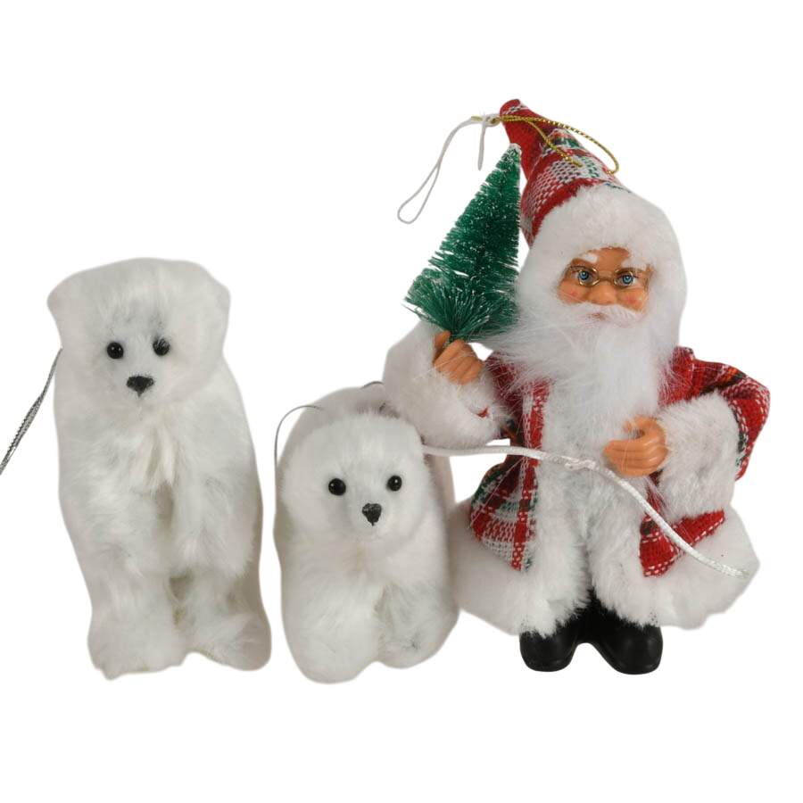 Set of Eight Santa and Bear Ornaments-4