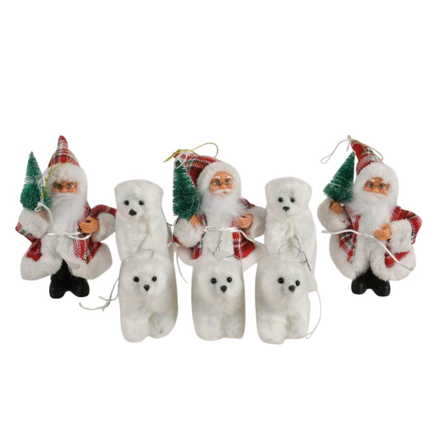 Set of Eight Santa and Bear Ornaments-1