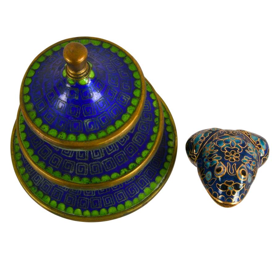 Two-Piece Chinese Brass Cloisonné Pieces-2
