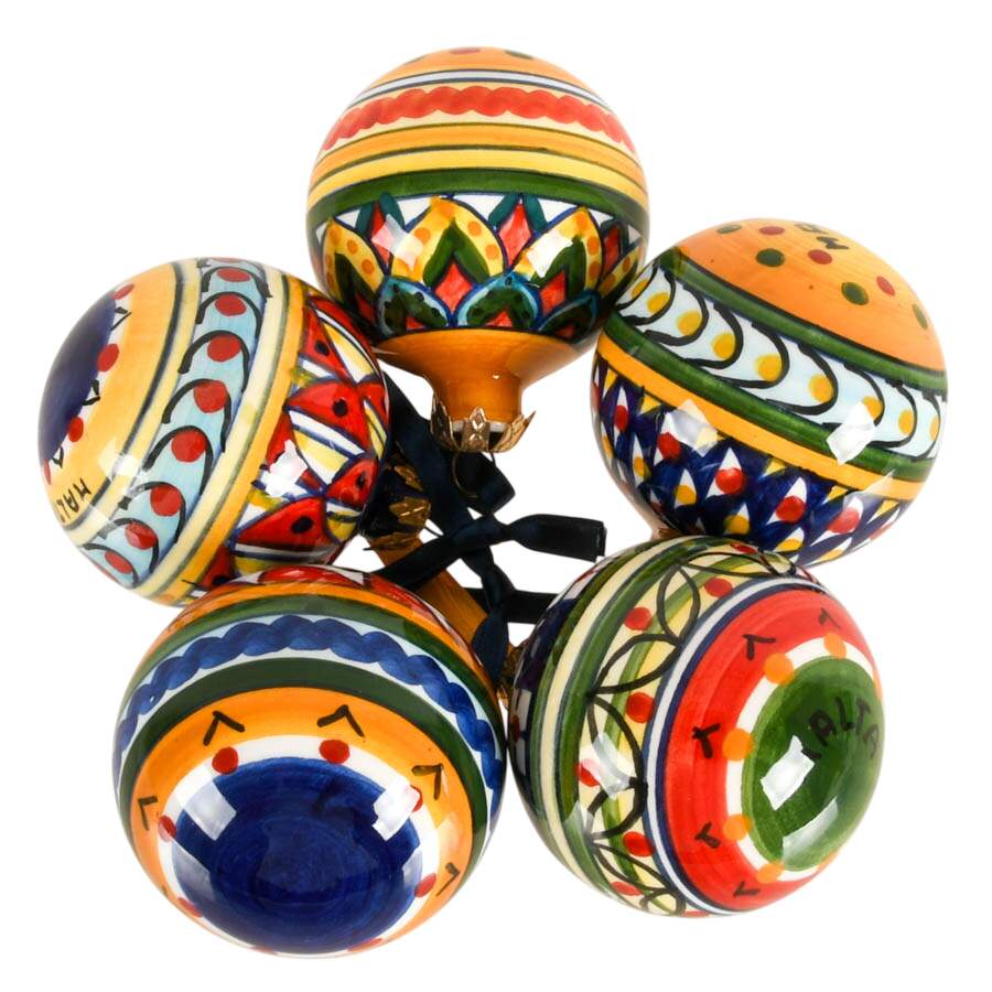 5 Hand-Painted Maltese Geometric Winter Ornaments-4
