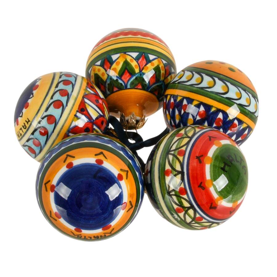 5 Hand-Painted Maltese Geometric Winter Ornaments-3