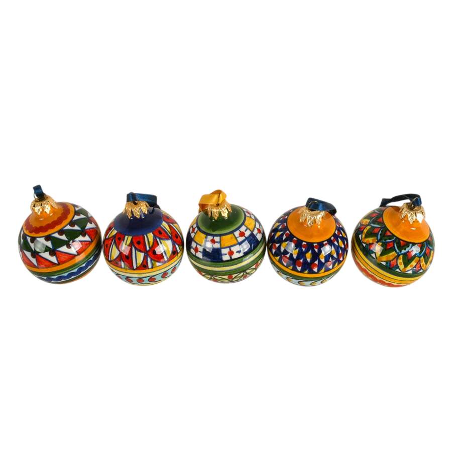 5 Hand-Painted Maltese Geometric Winter Ornaments-2