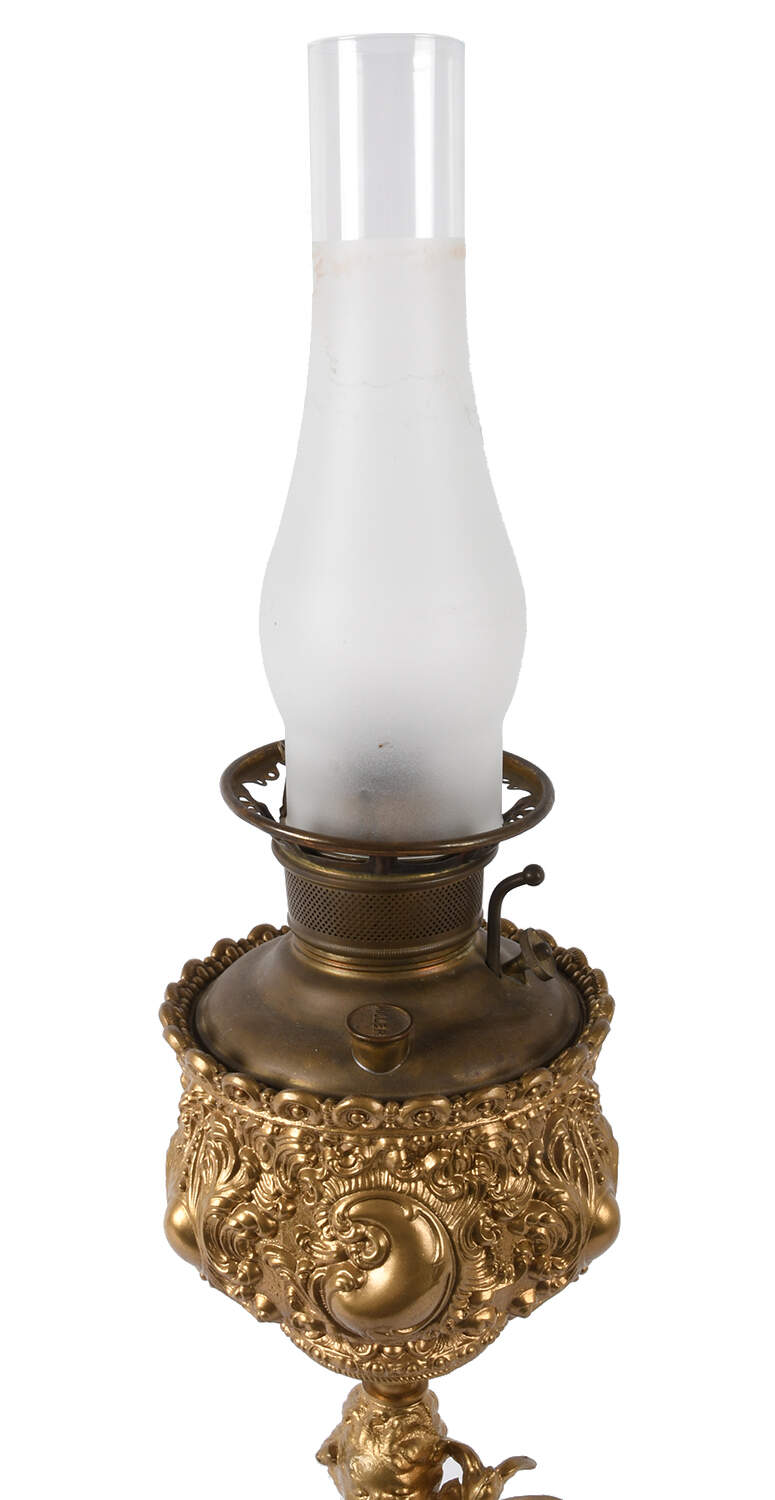 Antique Miller Company Ornate Cherub Banquet Lamp-6