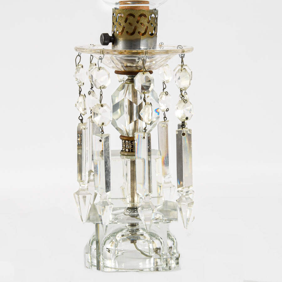 Pair of Crystal and Prism Hurricane Table Lamps-4