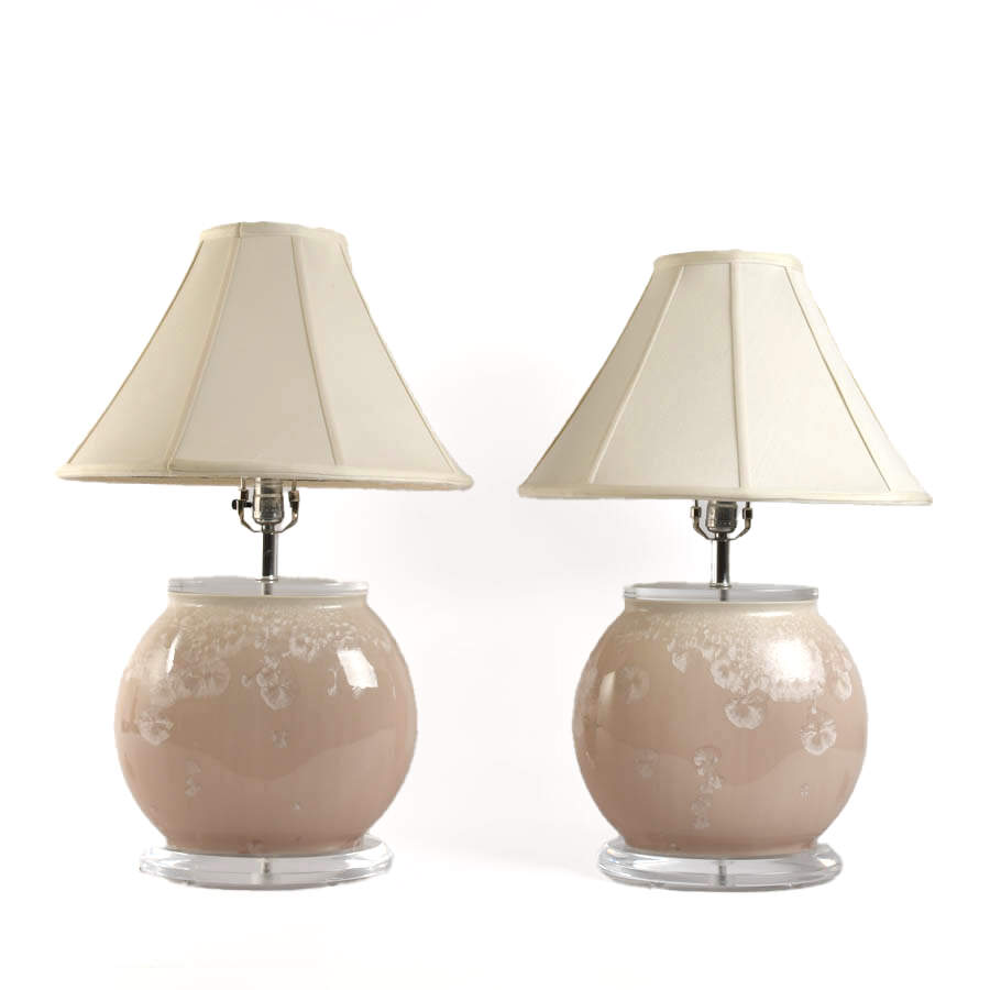 Pair Pâte-de-verre and Acrylic Table Lamps-2