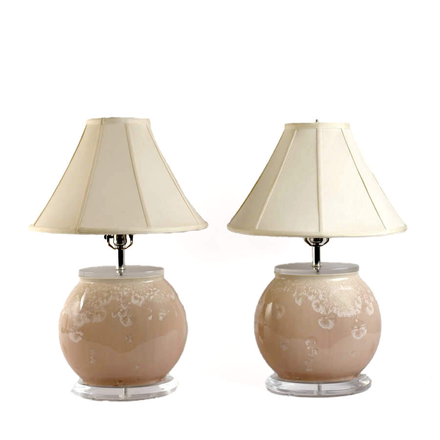 Pair Pâte-de-verre and Acrylic Table Lamps-1