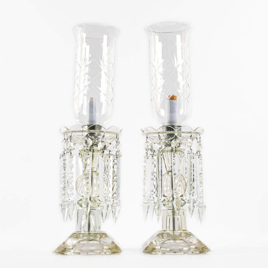 Pair of Crystal Hurricane Table Lamps-2