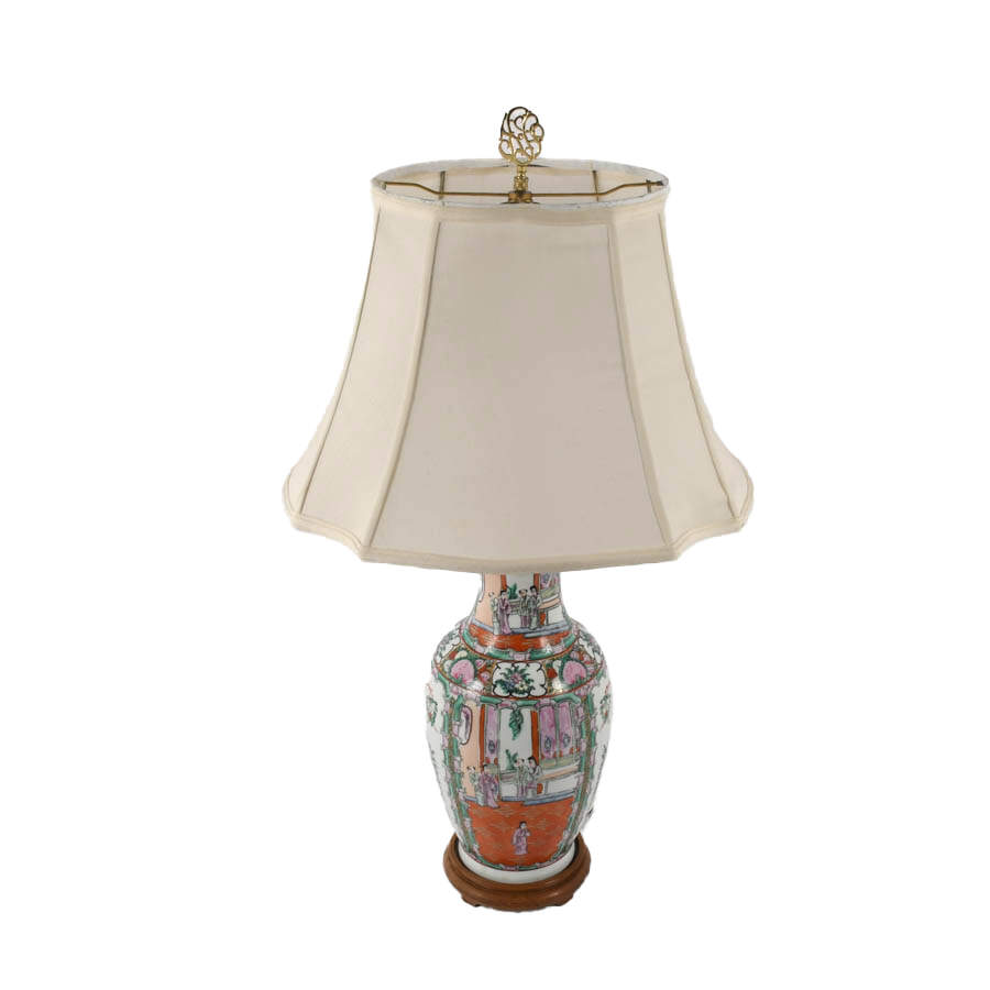 Chinese Rose Medallion Porcelain Table Lamp-3