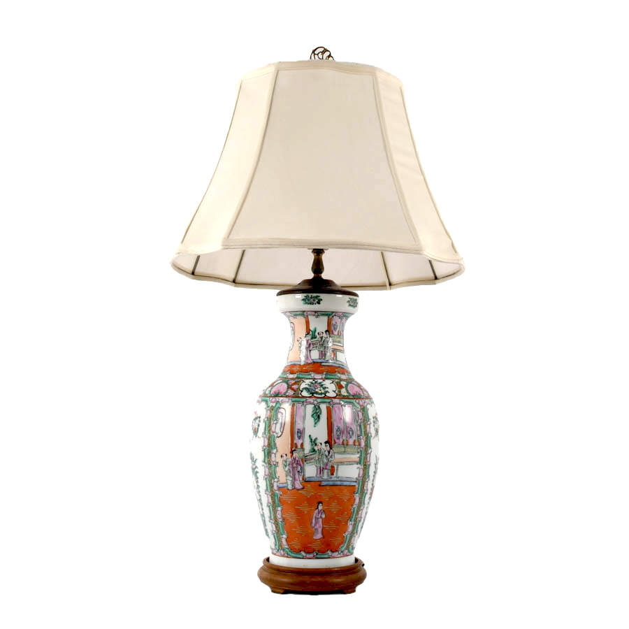 Chinese Rose Medallion Porcelain Table Lamp-2