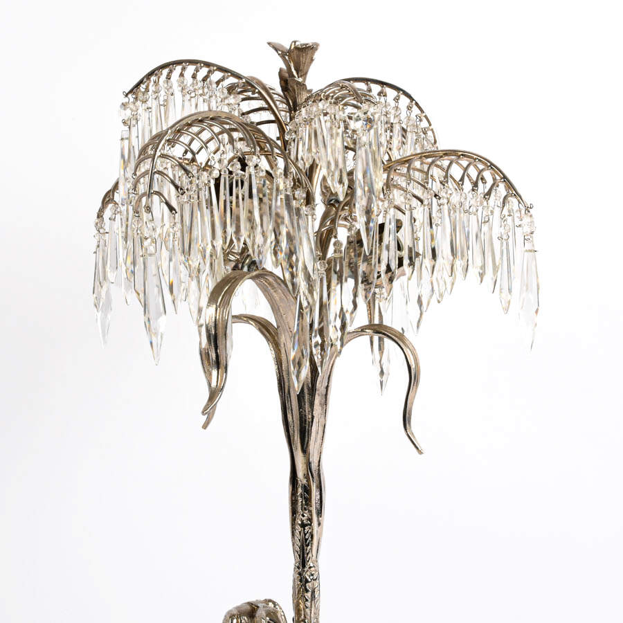 Ornate Metal Willow and Heron Table Lamp-4