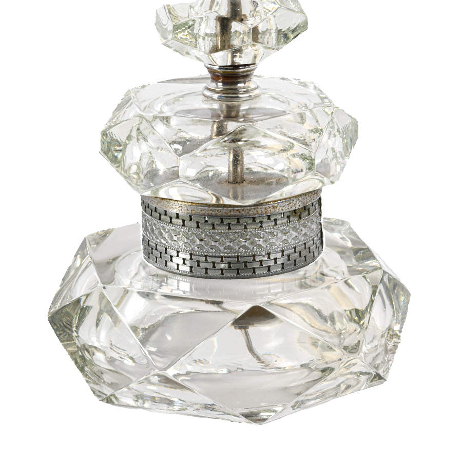 Pair of Crystal and Prism Hurricane Table Lamps-3