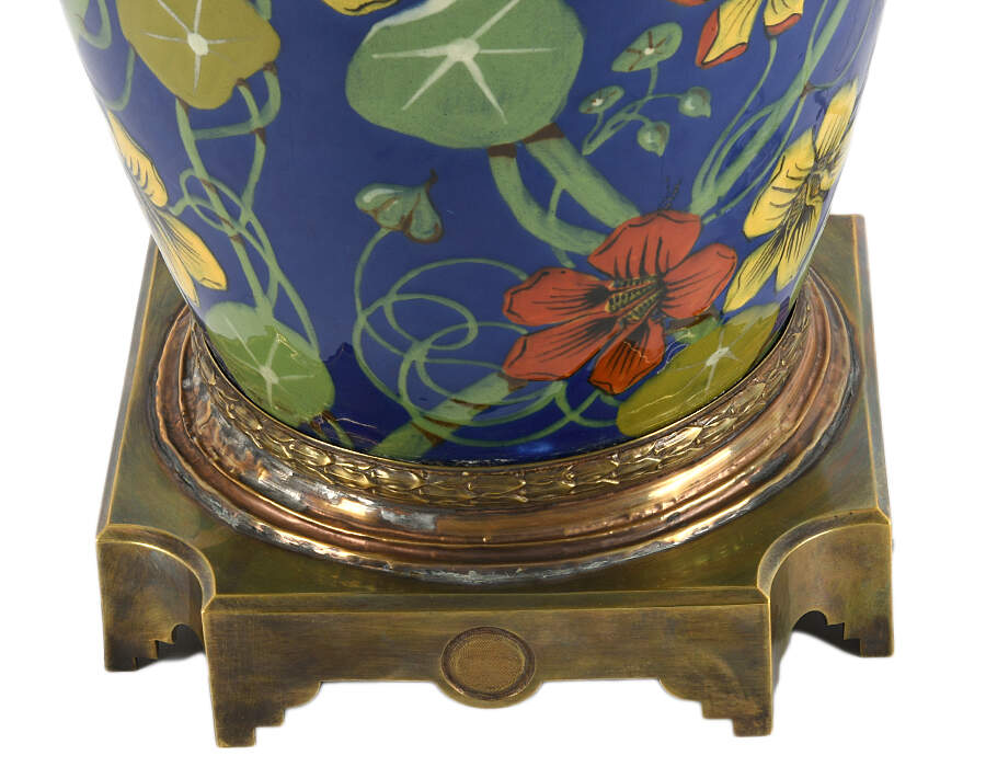 Hand Applied Enamel Nasturtium Two-Light Table Lamp-5