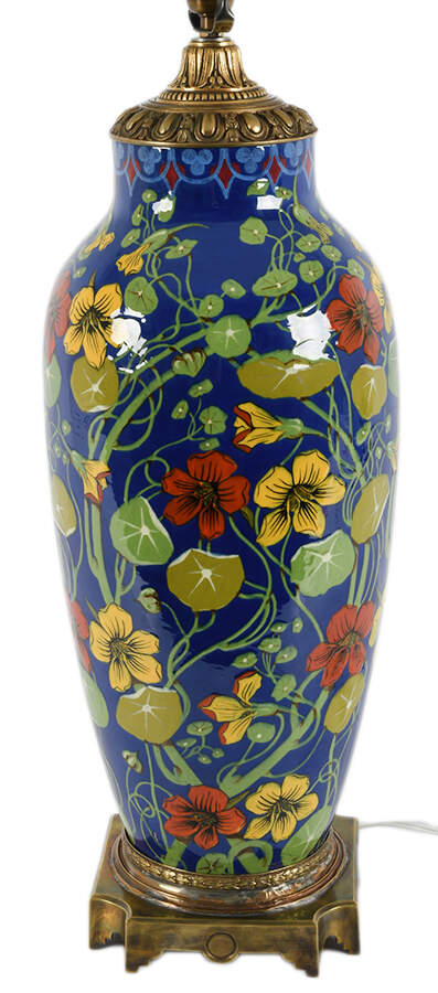 Hand Applied Enamel Nasturtium Two-Light Table Lamp-3