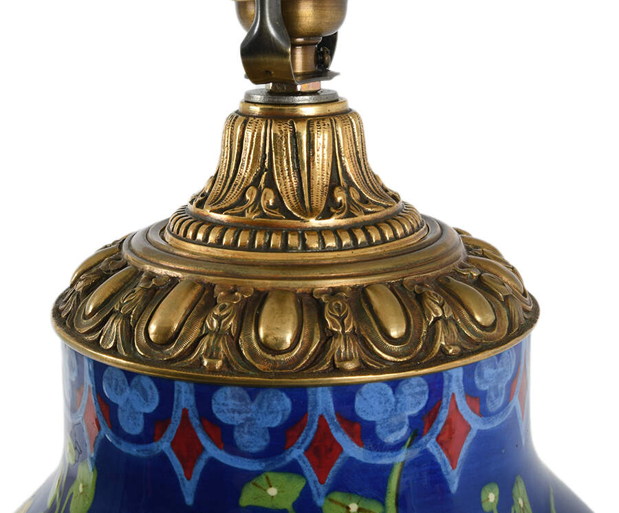 Hand Applied Enamel Nasturtium Two-Light Table Lamp-2