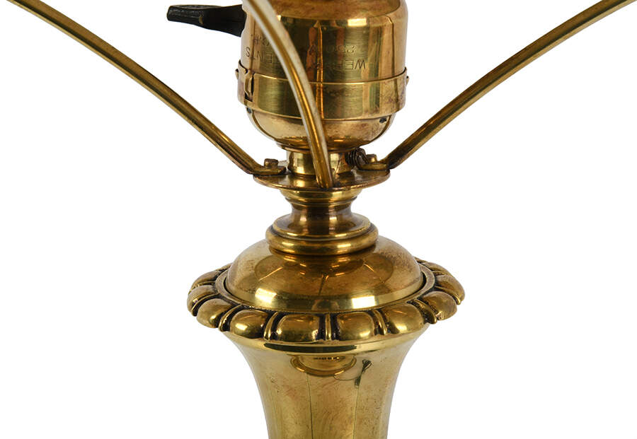 Brass Table Lamp with Hand-Painted Mushroom Shade-2
