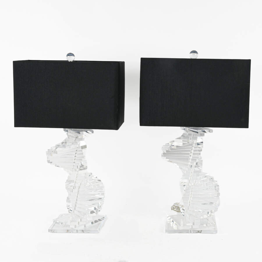 Pair of Springer-Style Lucite Acrylic Lamps-4
