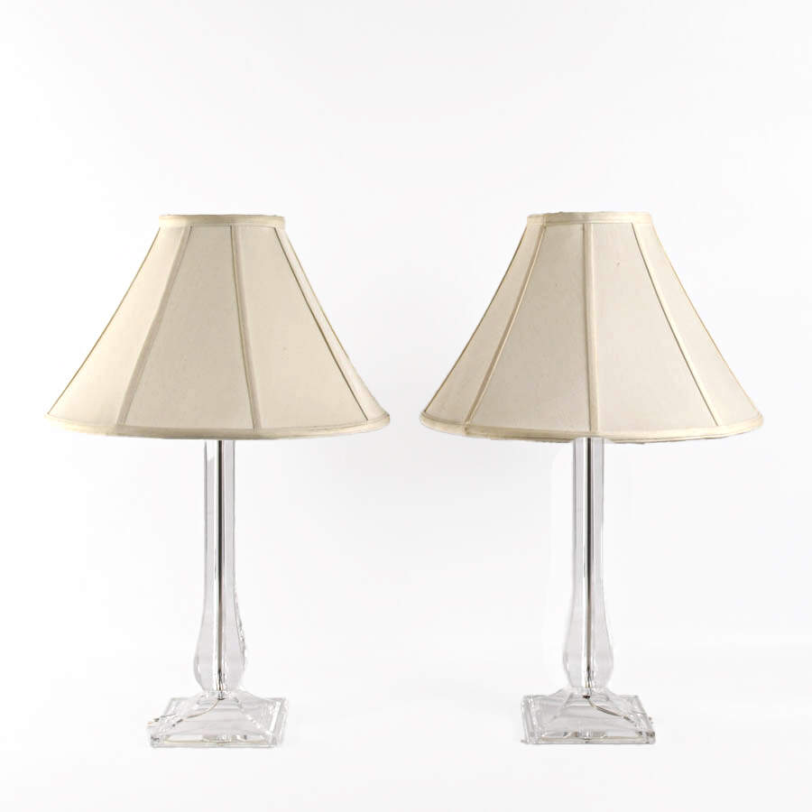 Pair of Mid-Century Modern-Style Lucite Table Lamps-1