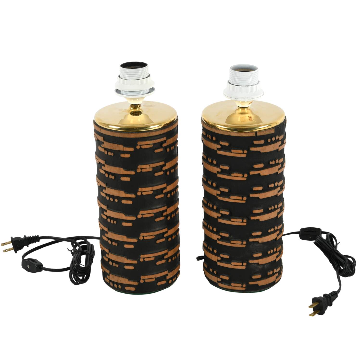 Pair of Mid-Century Modern Retro Black and Gold Table Lamps-2