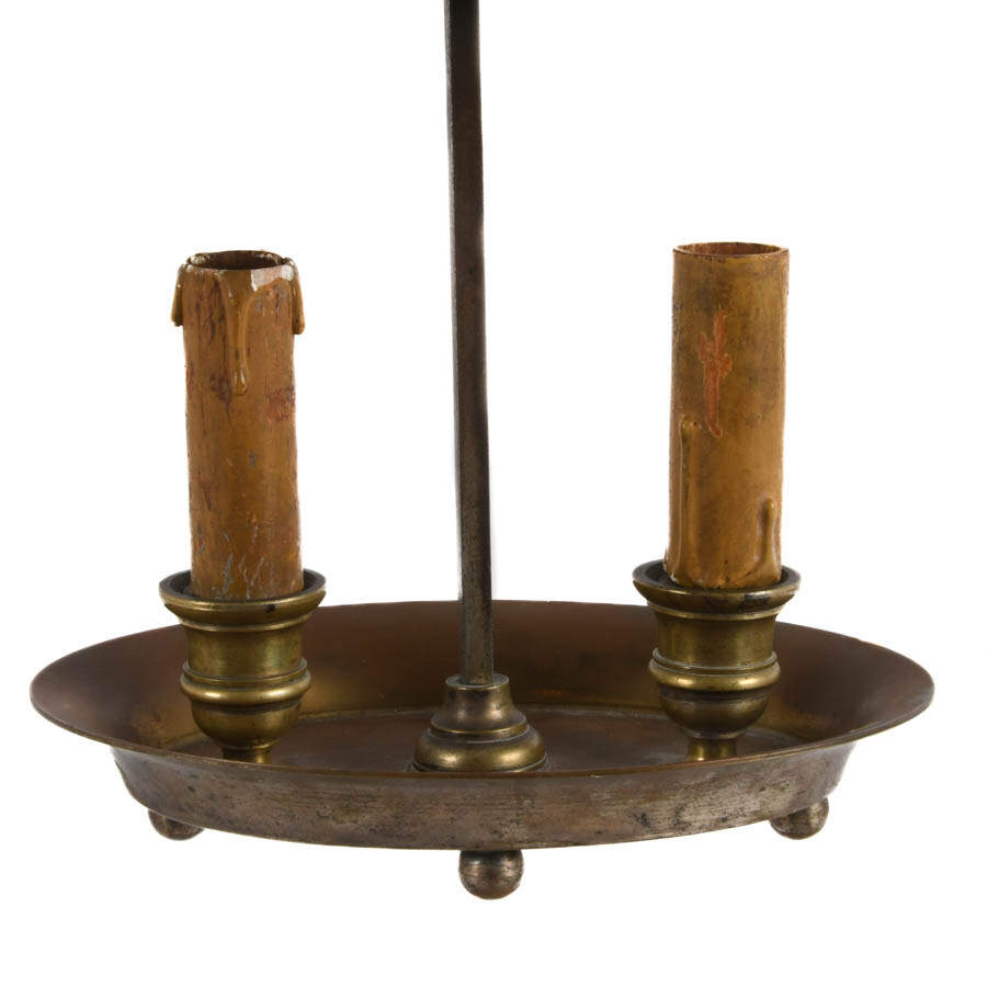 French Bouillote Table Lamp with Tole Painted Shade-4