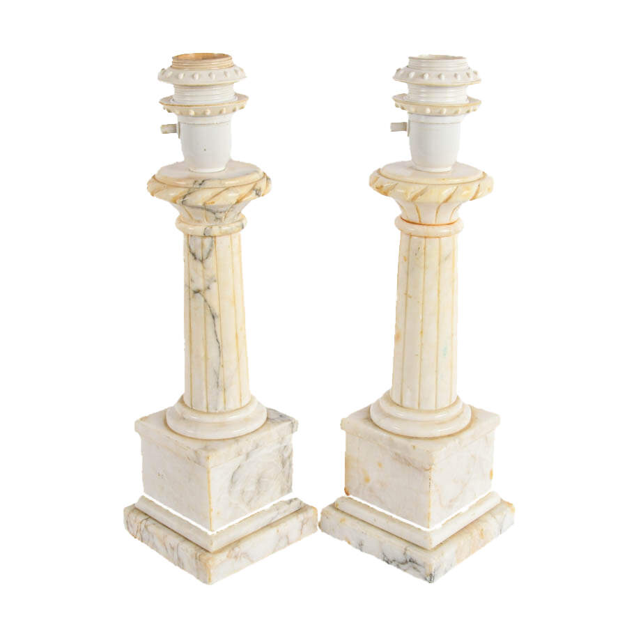Pair of Corinthian-Style Marble Table Lamps-5