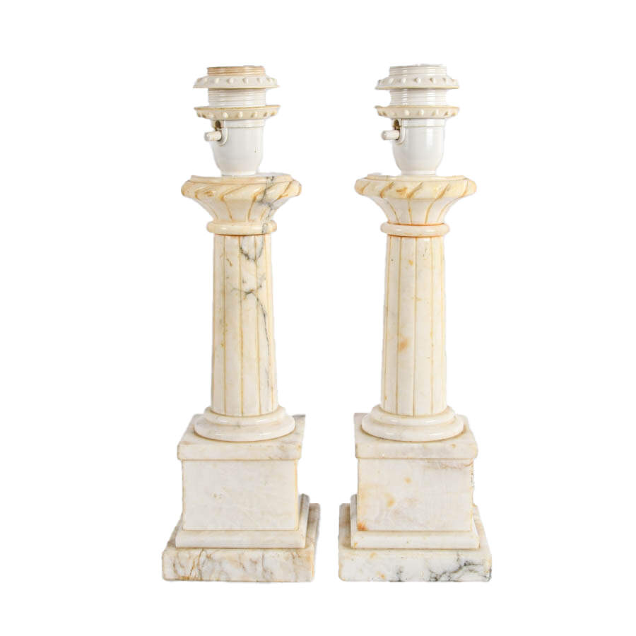 Pair of Corinthian-Style Marble Table Lamps-1