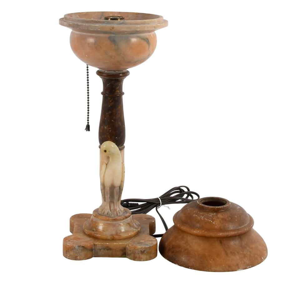 Art Deco-Style Alabaster Table Lamp with Birds-6