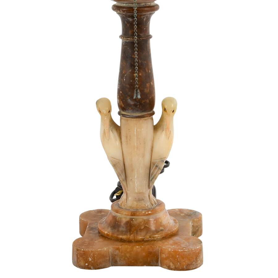 Art Deco-Style Alabaster Table Lamp with Birds-3