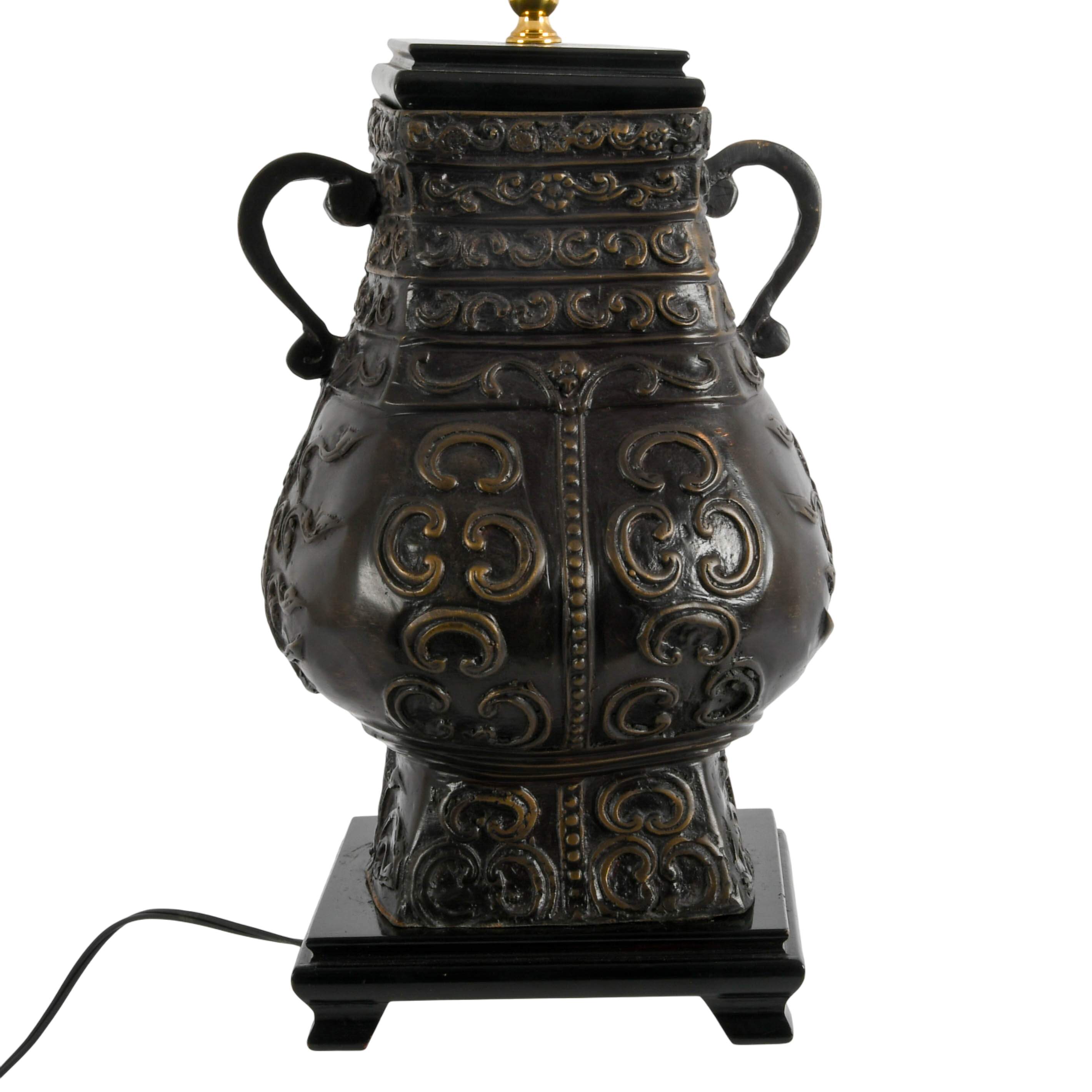 Converted Bronze Chinese Urn Lamp on Stand-4