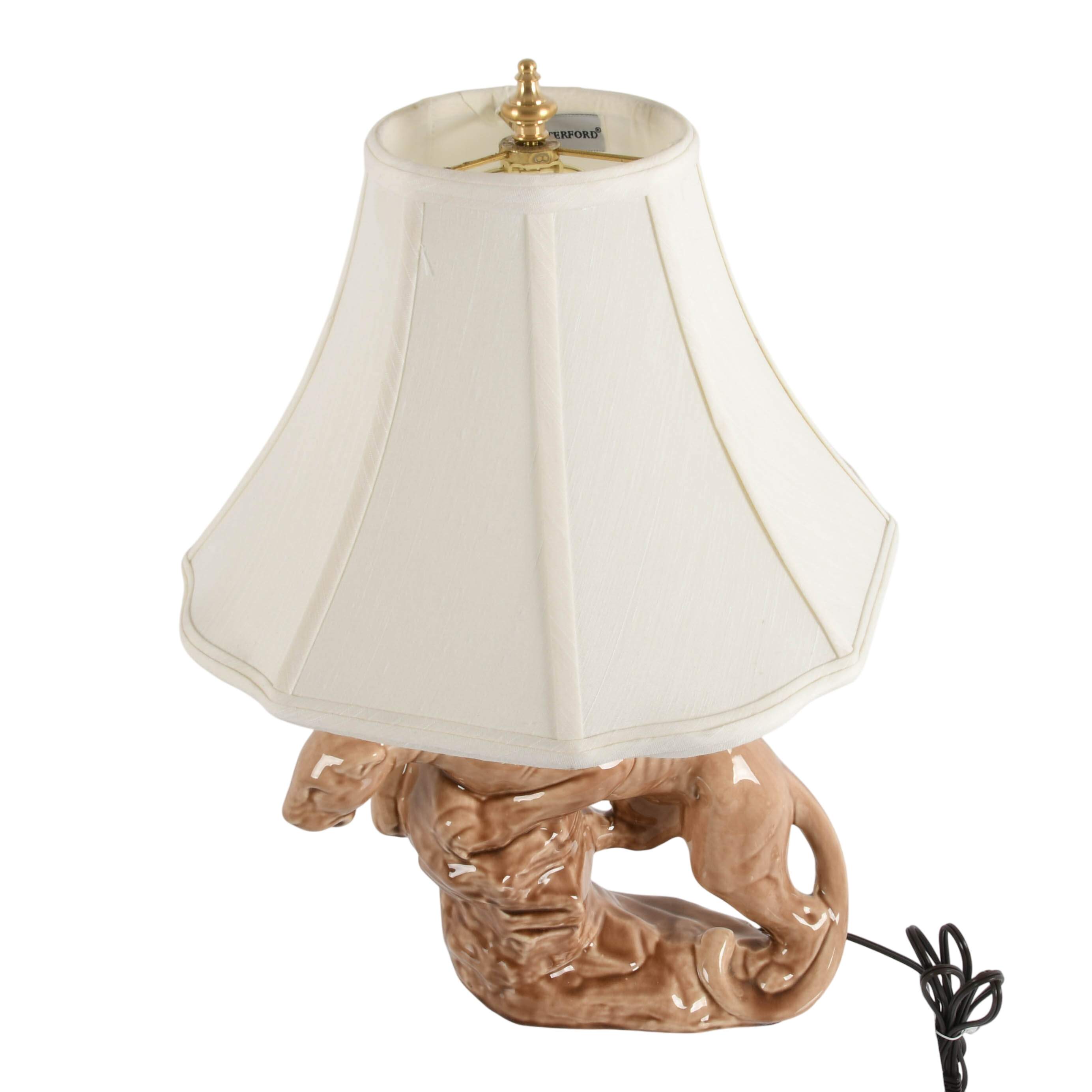 Mid-Century Modern Ceramic Panther TV Table Lamp-3