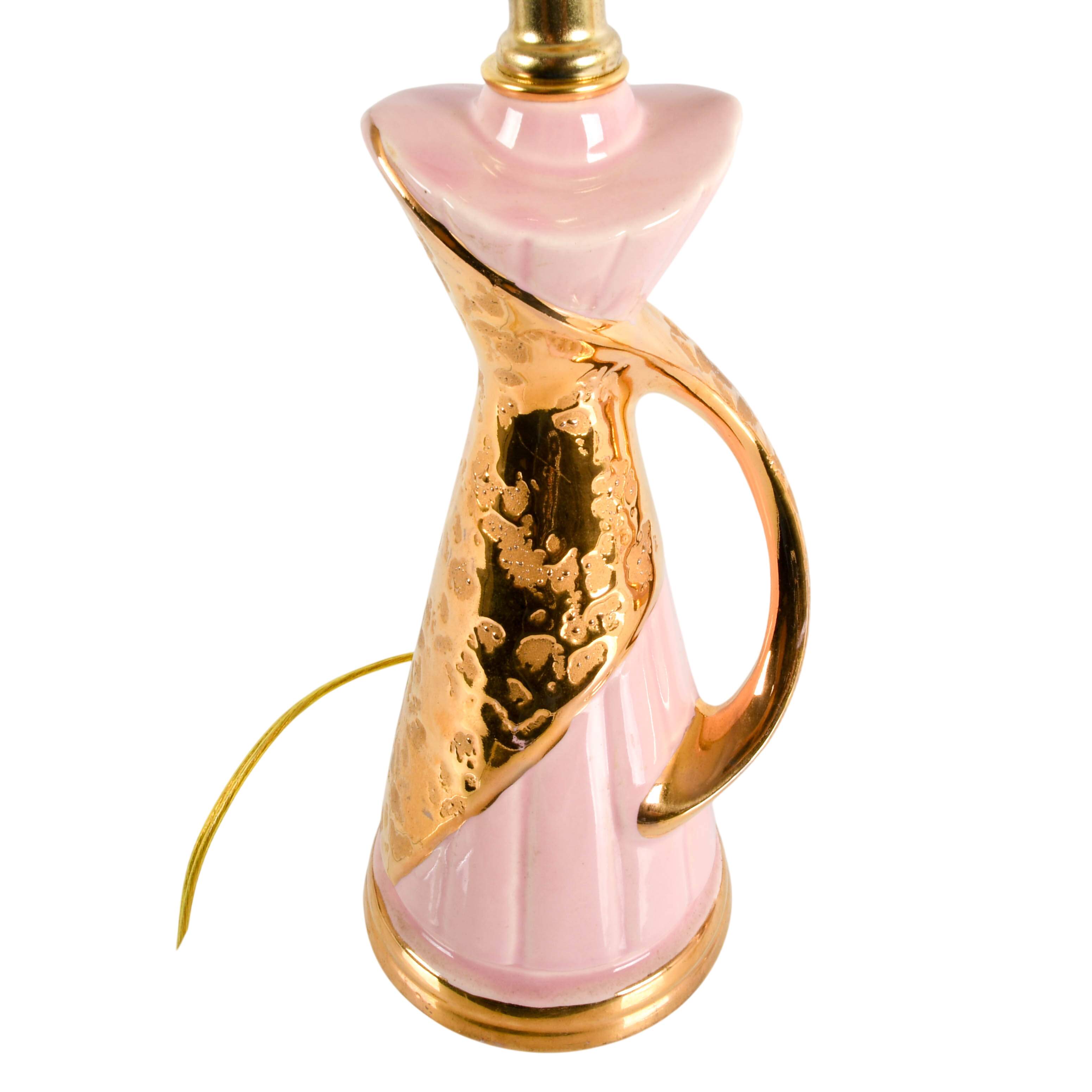 Pair of Mid-Century Modern Pink and Gold Boudoir Table Lamps-5