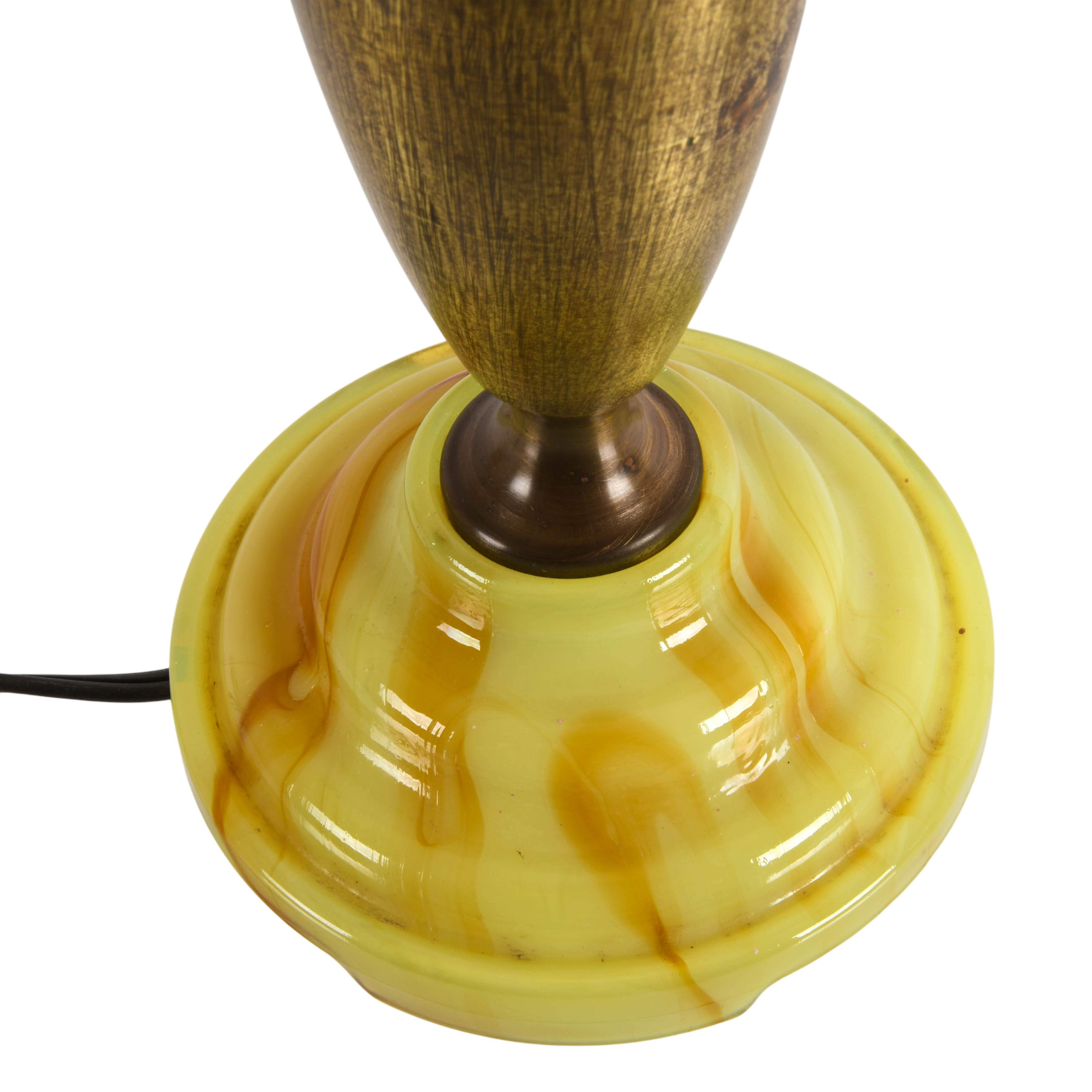 Pair of Art Deco Metal and Agate Glass Boudoir Lamps-4