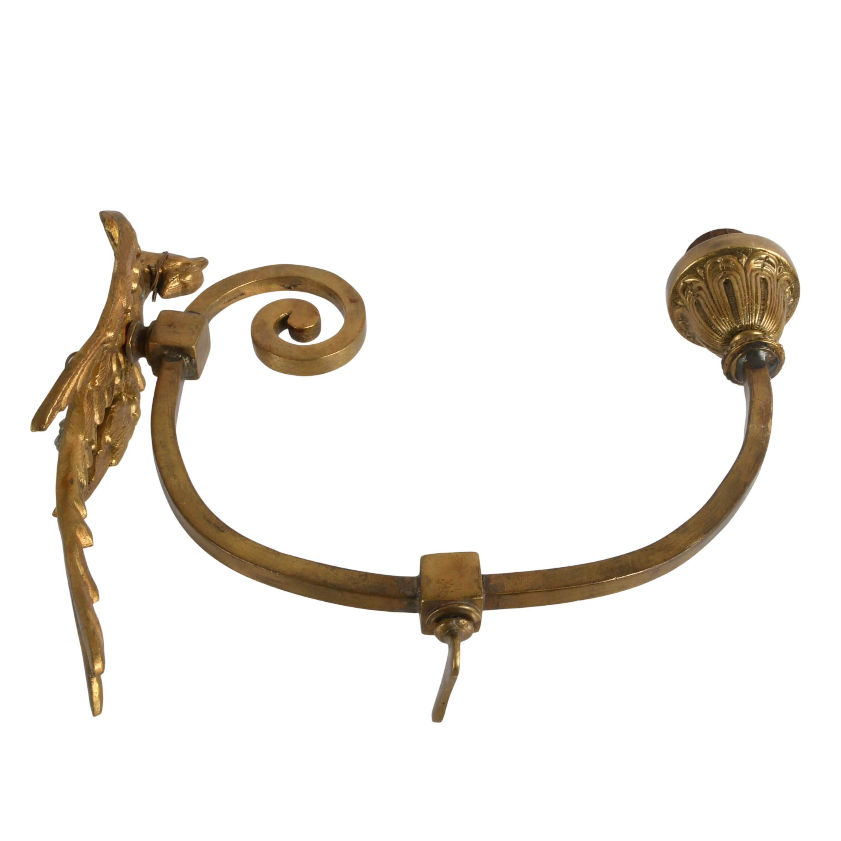 Pair of Antique French Gilded Bronze Phoenix Wall Scones-8