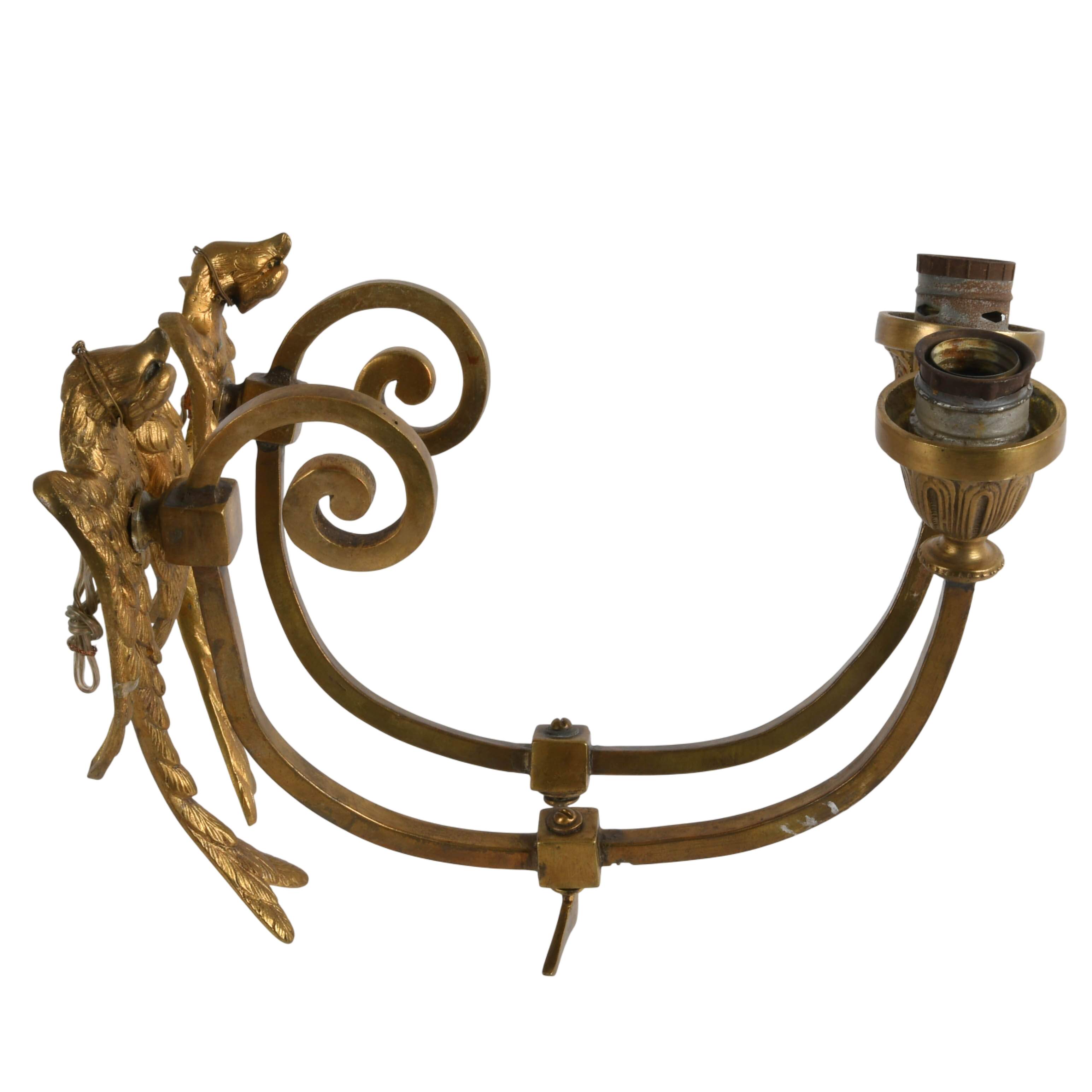 Pair of Antique French Gilded Bronze Phoenix Wall Scones-5